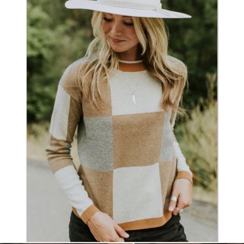 Roolee Pando Grove Golden colorblock sweater/ M. - Picture 1 of 9